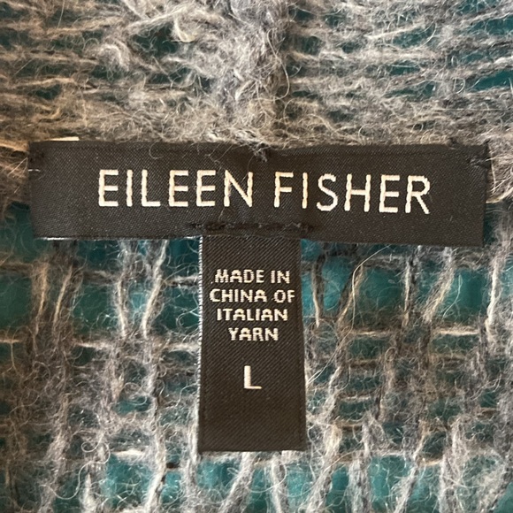 EILEEN FISHER OPEN FRONT CARDIGAN SWEATER , Size Large Alpaca/Wool Blend - Picture 3 of 9